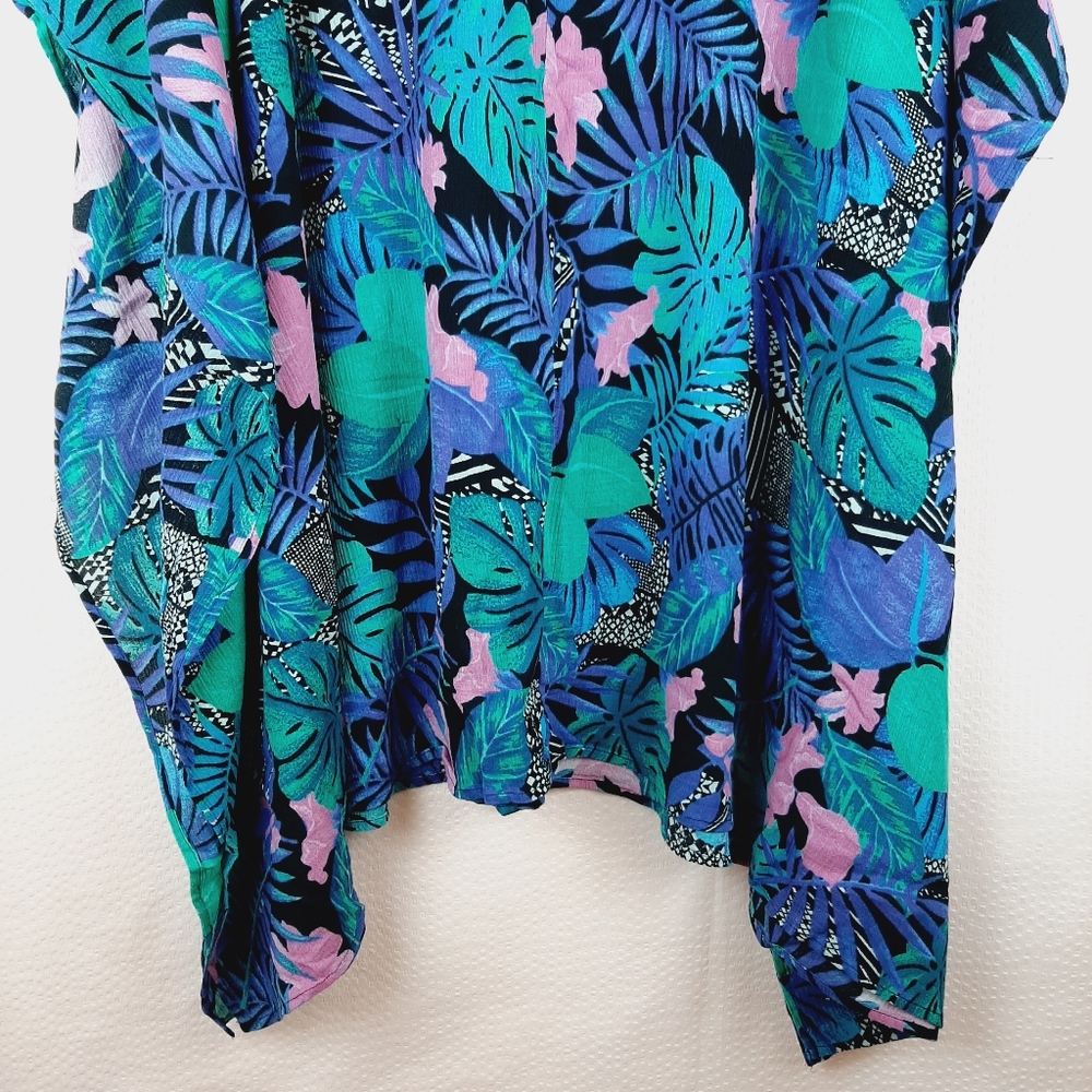 Jeweled Caftan Beach Cover Up Tropical Flora… - Picture 11 of 12